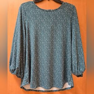 Adrianna Papell Green Print Blouse